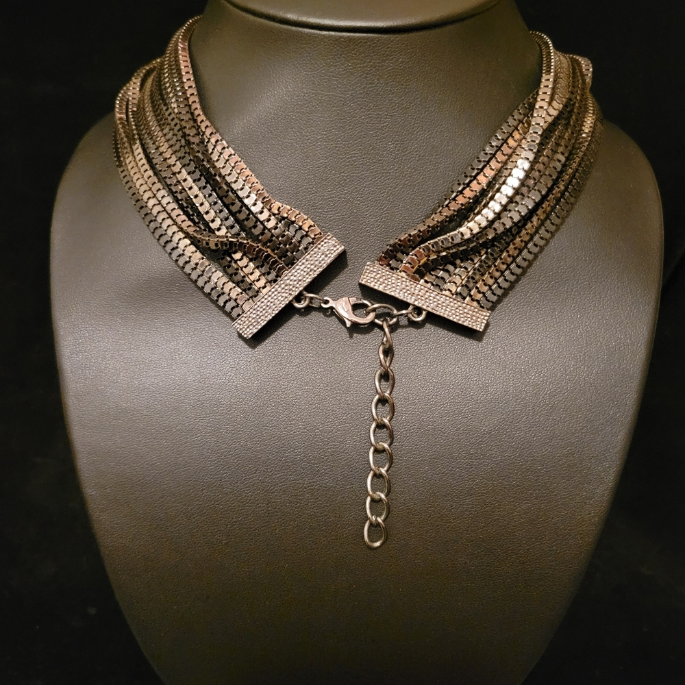 Estate Two Tone Multi Layer Statement Necklace - image 4